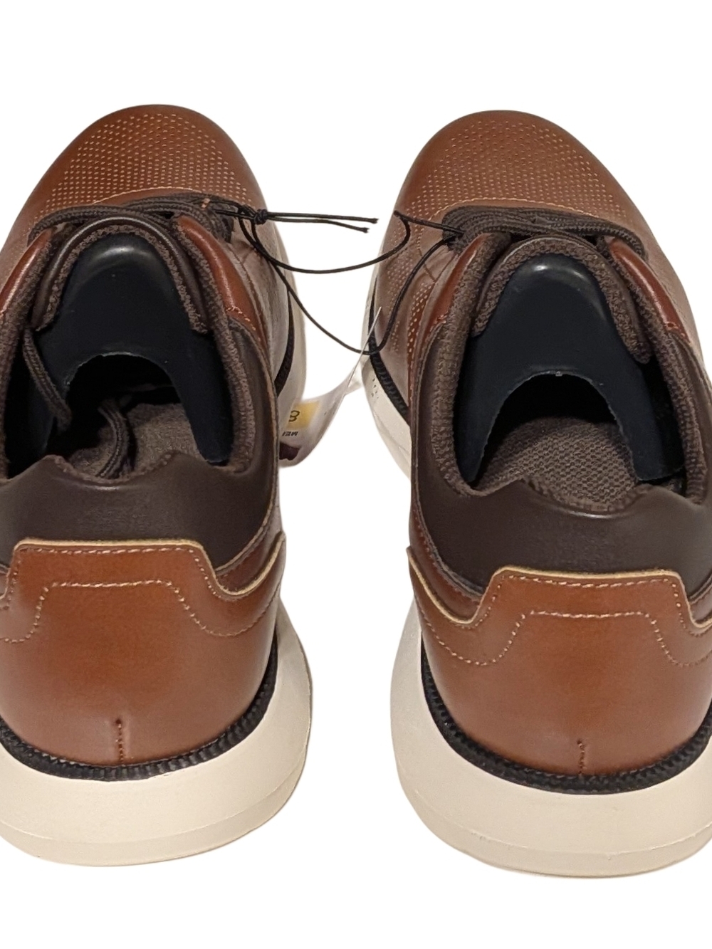Perry Ellis Two-Tone Brown Perforated Leather Lace-Up Sneakers - Picture 3 of 9